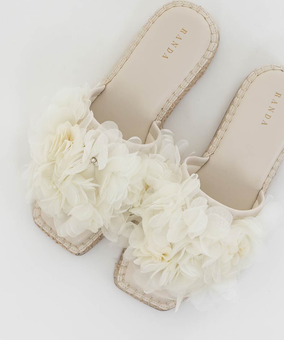  「エアリーフラワーミュールサンダル」|パンプス|