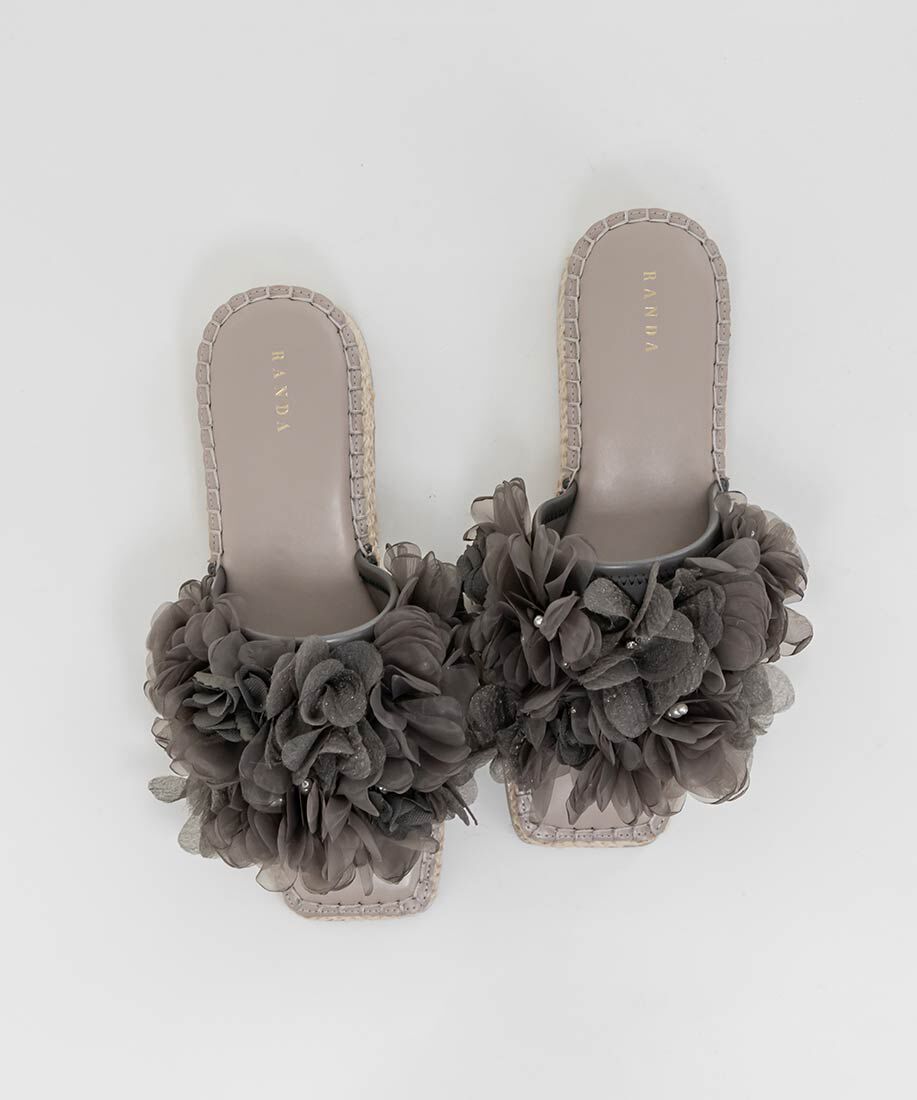  「エアリーフラワーミュールサンダル」|パンプス|