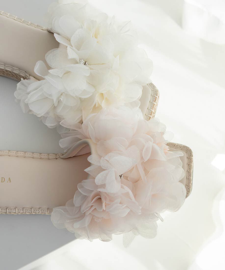  「エアリーフラワーミュールサンダル」|パンプス|