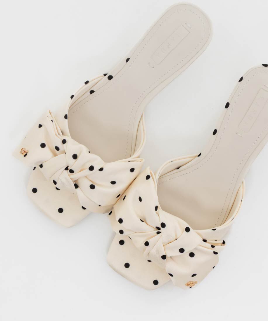  「リボンデザインスクエアトゥミュールサンダル」|パンプス|