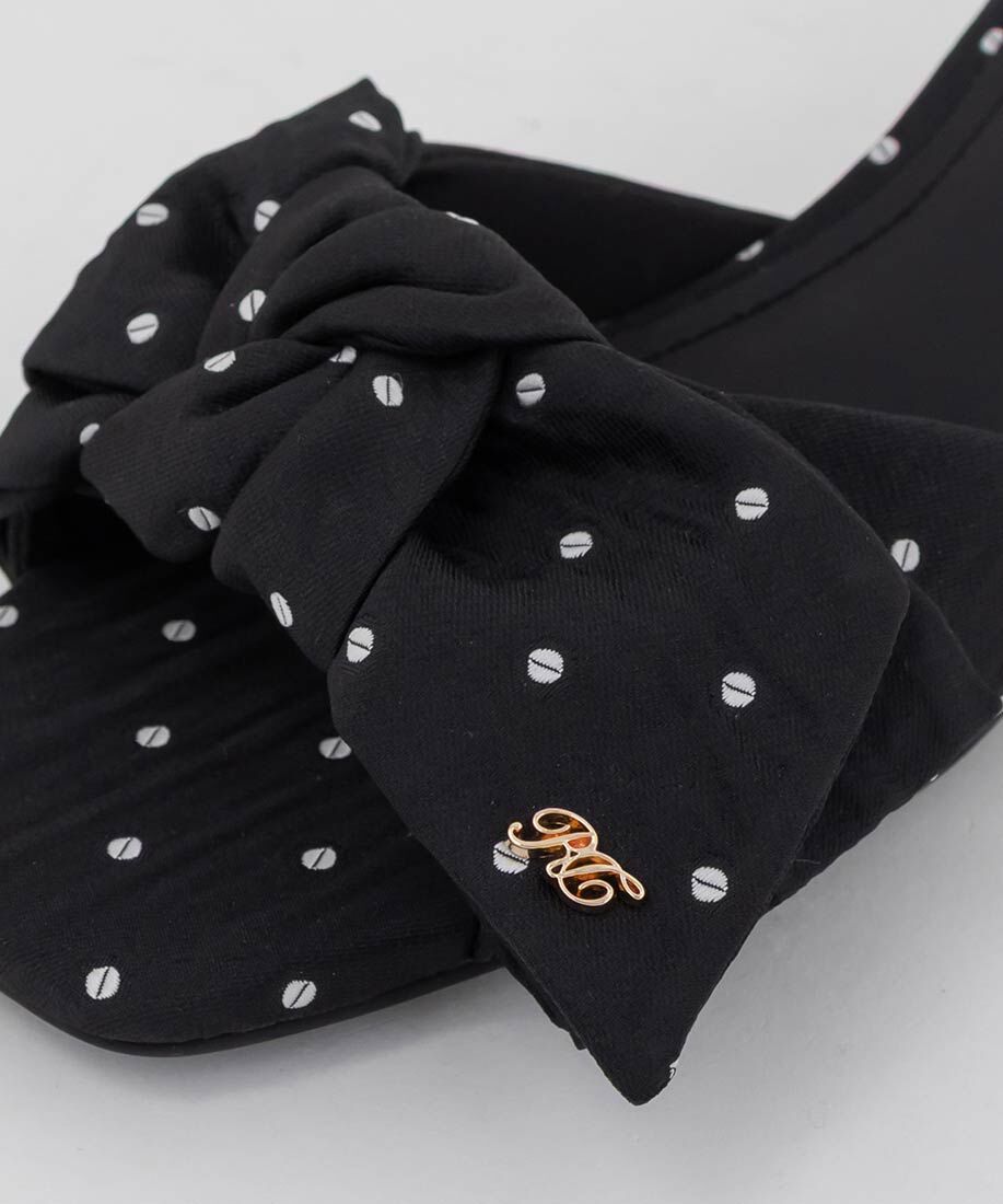  「リボンデザインスクエアトゥミュールサンダル」|パンプス|