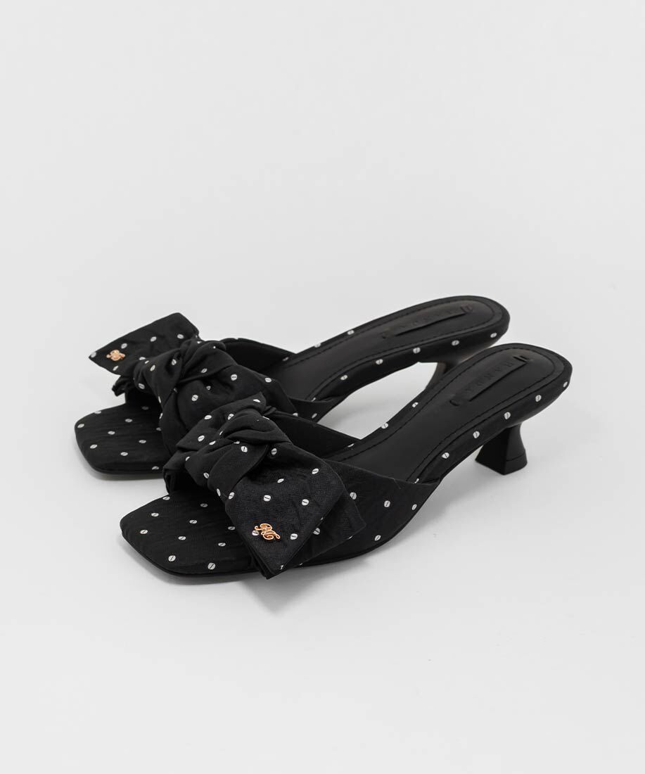  「リボンデザインスクエアトゥミュールサンダル」|パンプス|