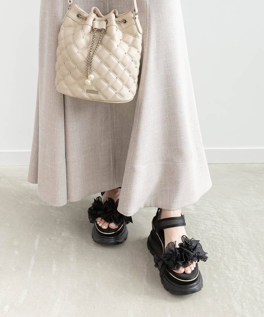  「ミニリボンボリュームソールスポーツサンダル」|サンダル|