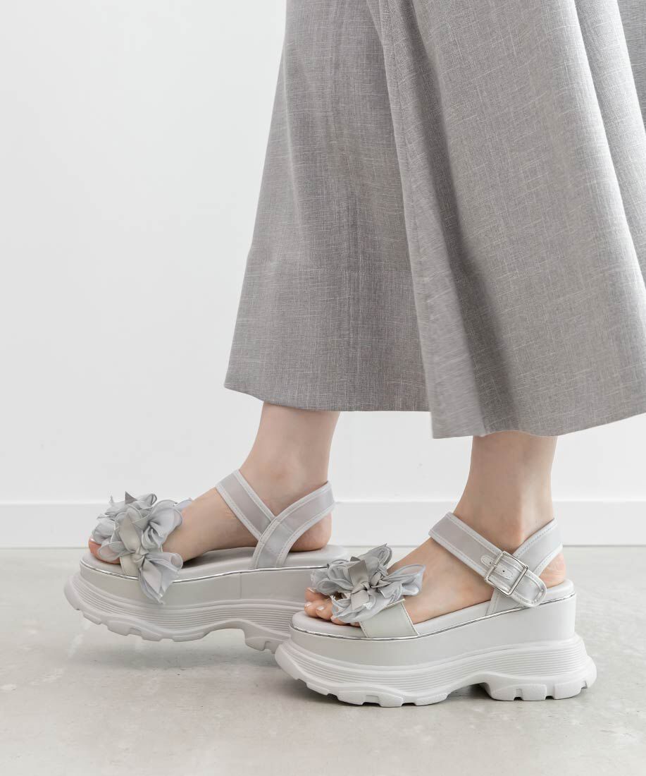  「ミニリボンボリュームソールスポーツサンダル」|サンダル|
