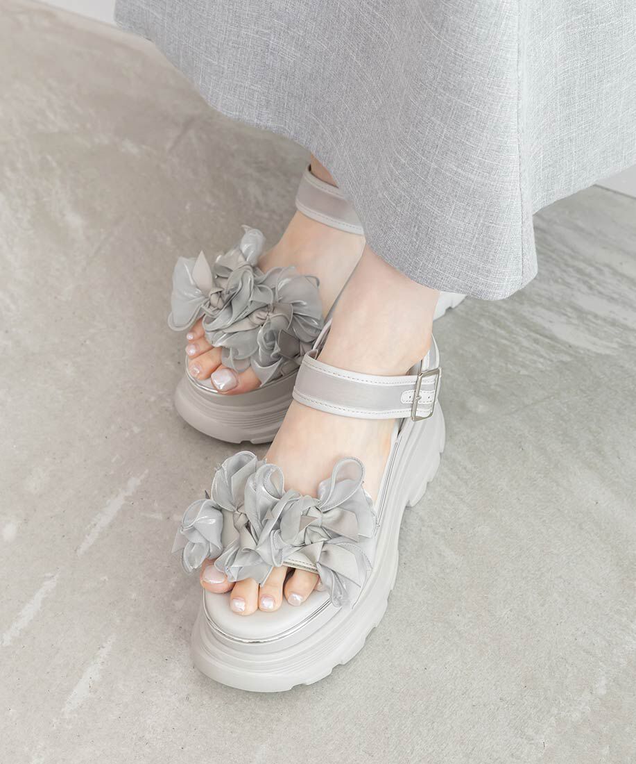  「ミニリボンボリュームソールスポーツサンダル」|サンダル|