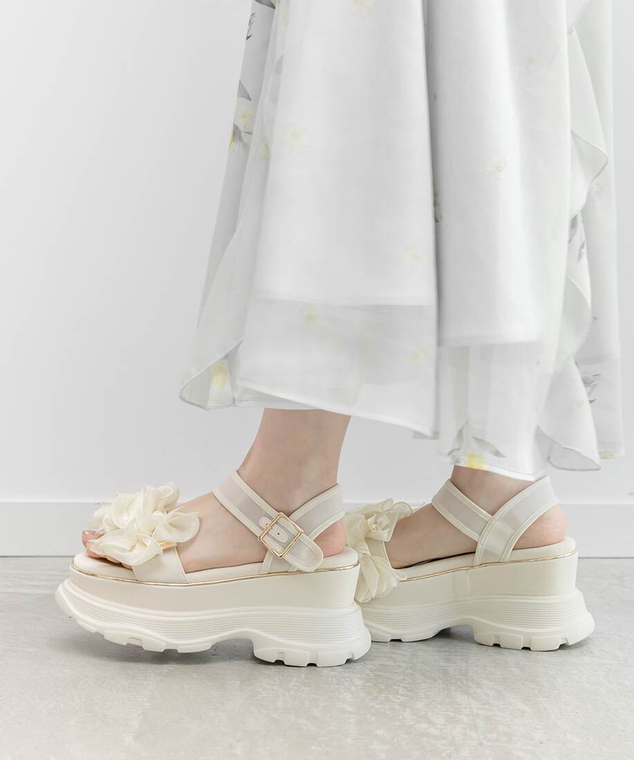  「ミニリボンボリュームソールスポーツサンダル」|サンダル|