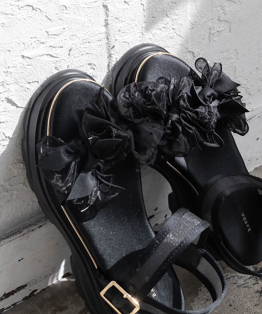  「ミニリボンボリュームソールスポーツサンダル」|サンダル|