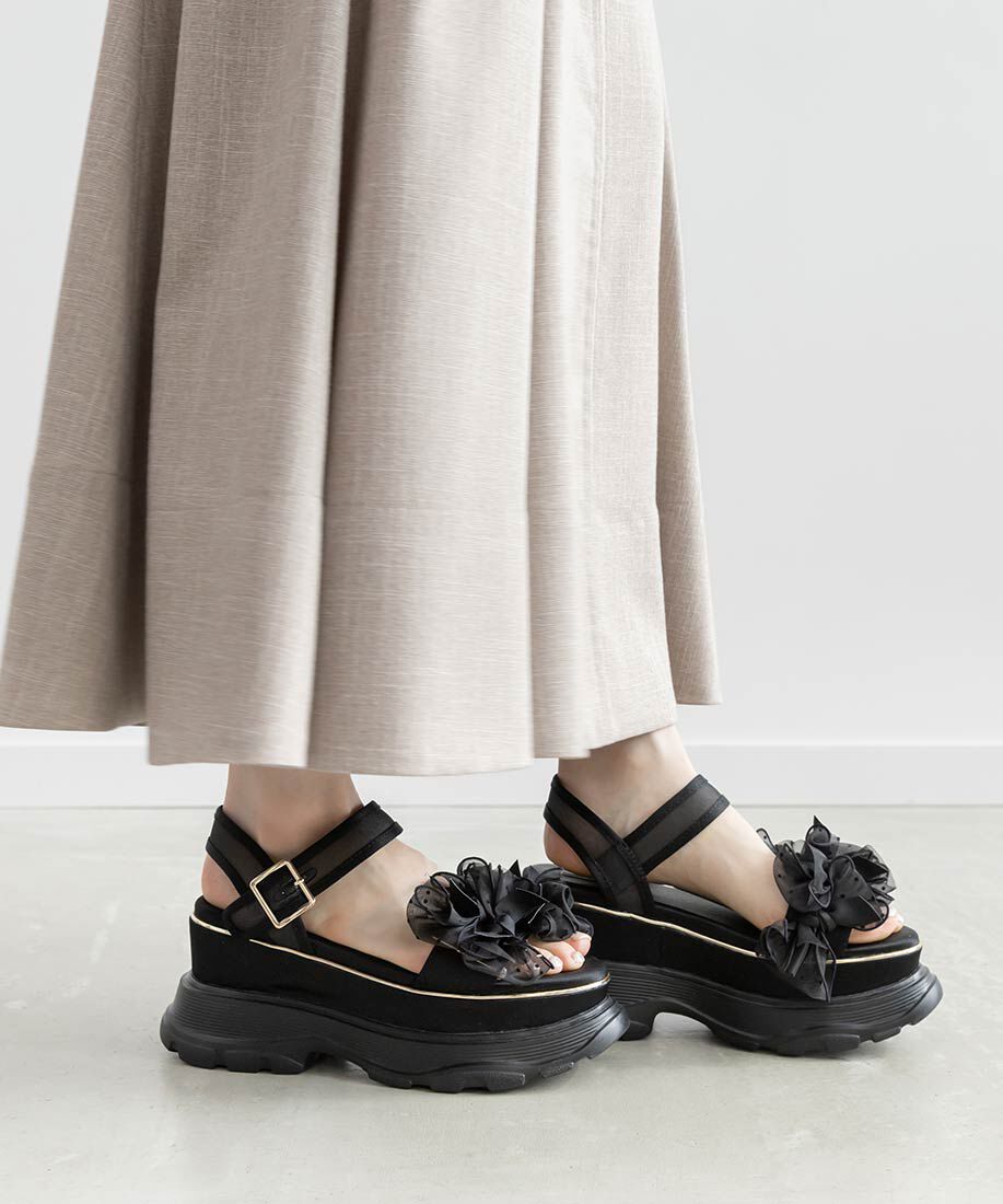  「ミニリボンボリュームソールスポーツサンダル」|サンダル|