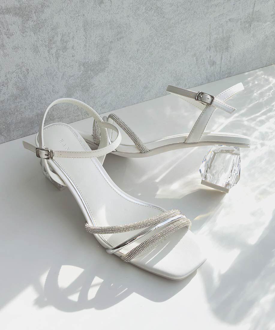  「クリアヒールビジューストラップサンダル」|サンダル|