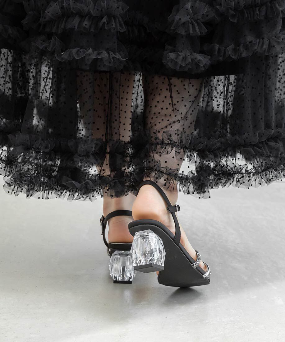  「クリアヒールビジューストラップサンダル」|サンダル|