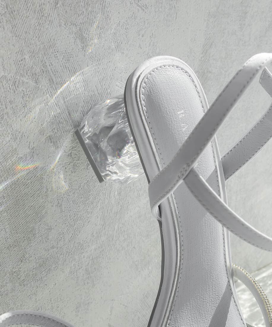  「クリアヒールビジューストラップサンダル」|サンダル|