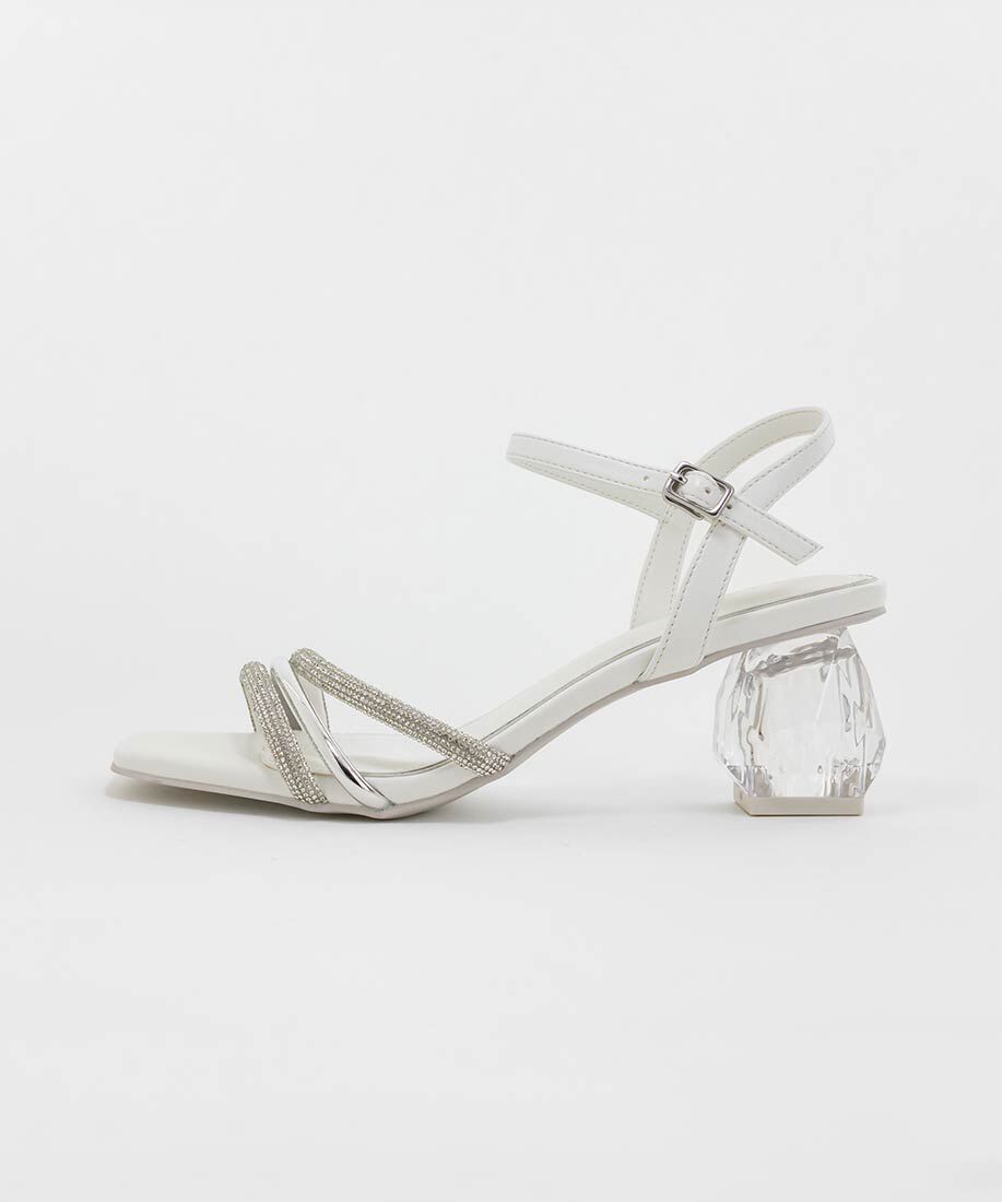  「クリアヒールビジューストラップサンダル」|サンダル|