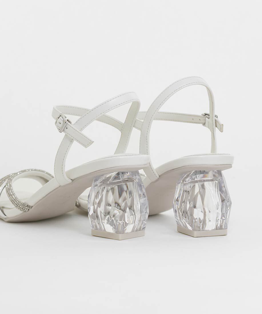  「クリアヒールビジューストラップサンダル」|サンダル|