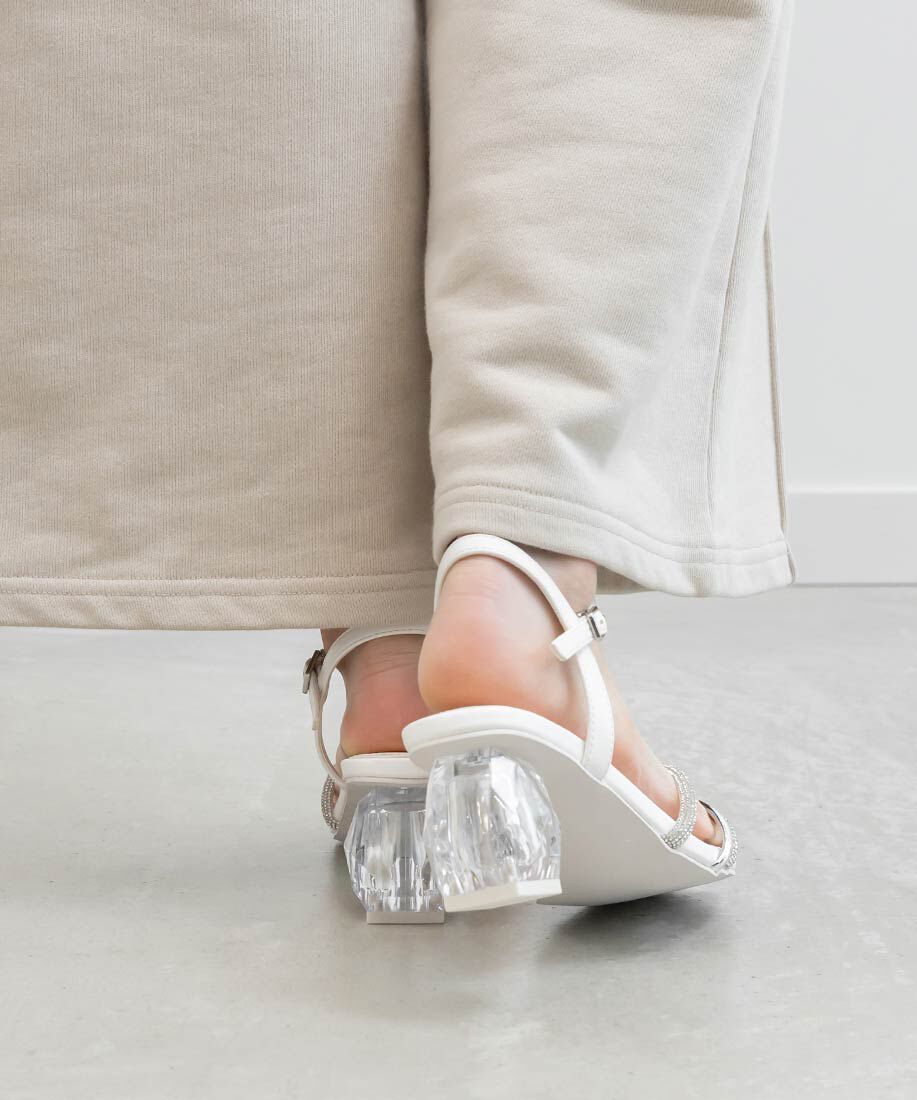  「クリアヒールビジューストラップサンダル」|サンダル|