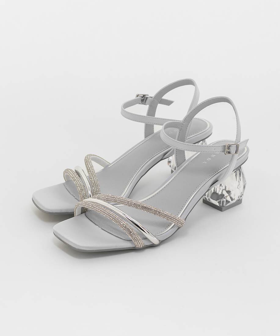  「クリアヒールビジューストラップサンダル」|サンダル|