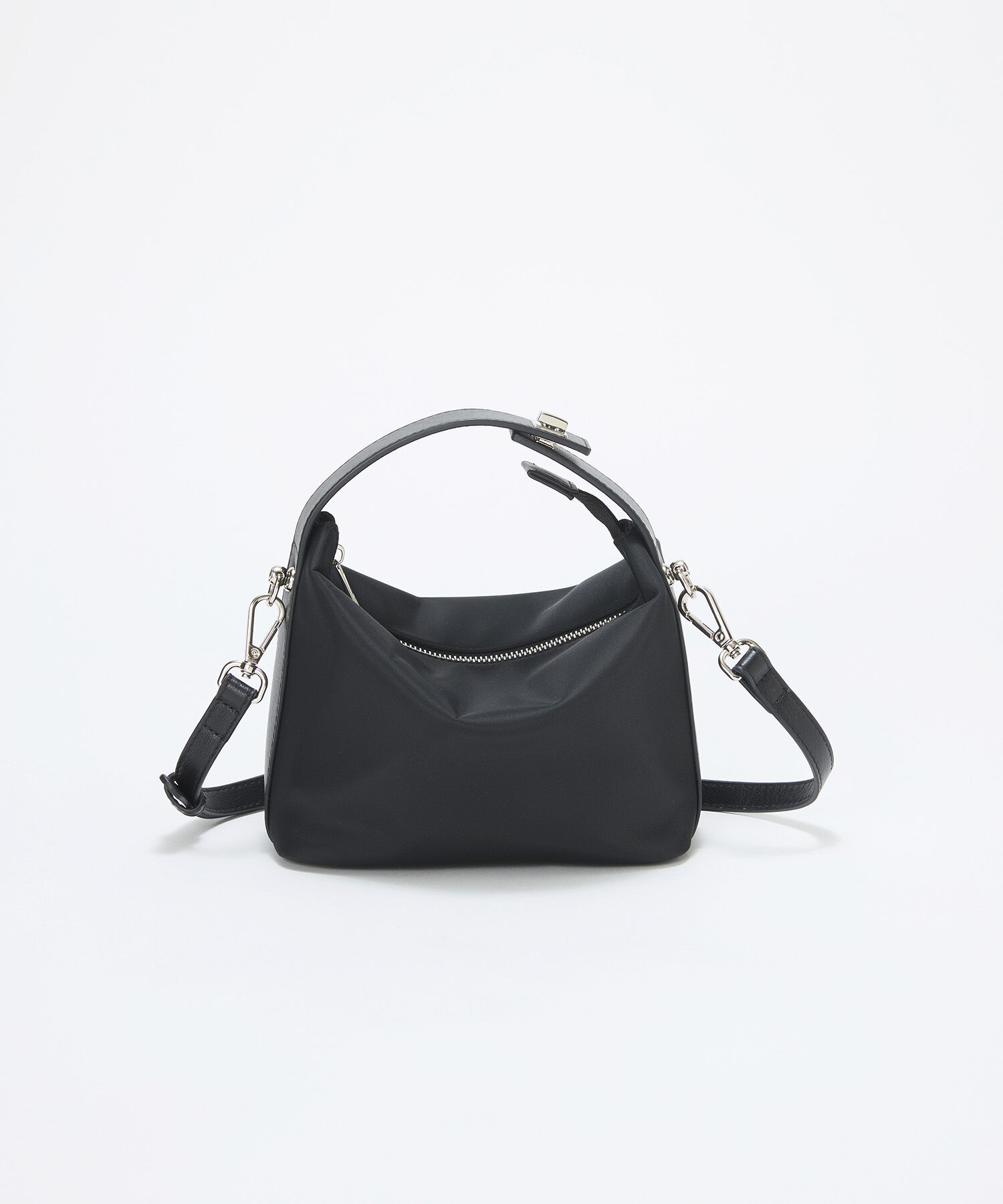 TOPKAPI TREASURE「【TREASURE TOPKAPI】ナイロン レザーコンビ ハンドルオープン ミニ ショルダーバッグ 」|ショルダー・メッセンジャー|ブラック