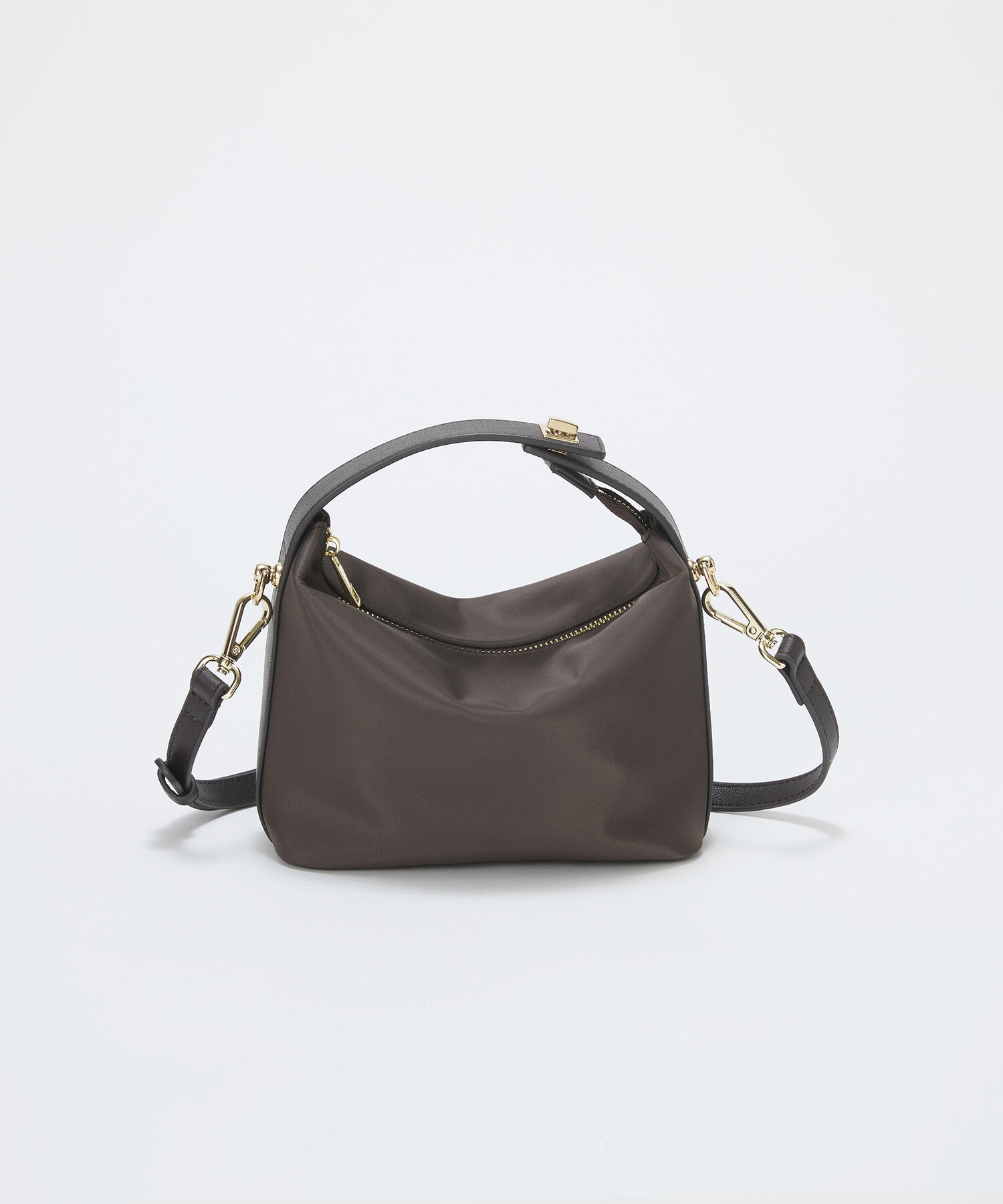 TOPKAPI TREASURE「【TREASURE TOPKAPI】ナイロン レザーコンビ ハンドルオープン ミニ ショルダーバッグ 」|ショルダー・メッセンジャー|チョコレート