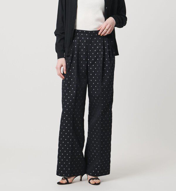 UNITED ARROWS「フラワー ジャガード 2タック ワイドパンツ ‐ウォッシャブル‐」|その他|NAVY