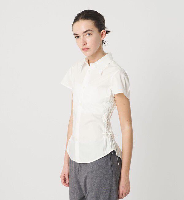 ATTISESSION「＜ATTISESSION＞レースアップ ショートスリーブ シャツ」|シャツ・ブラウス|