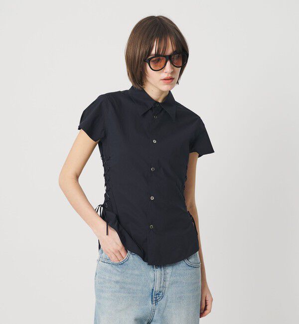 ATTISESSION「＜ATTISESSION＞レースアップ ショートスリーブ シャツ」|シャツ・ブラウス|