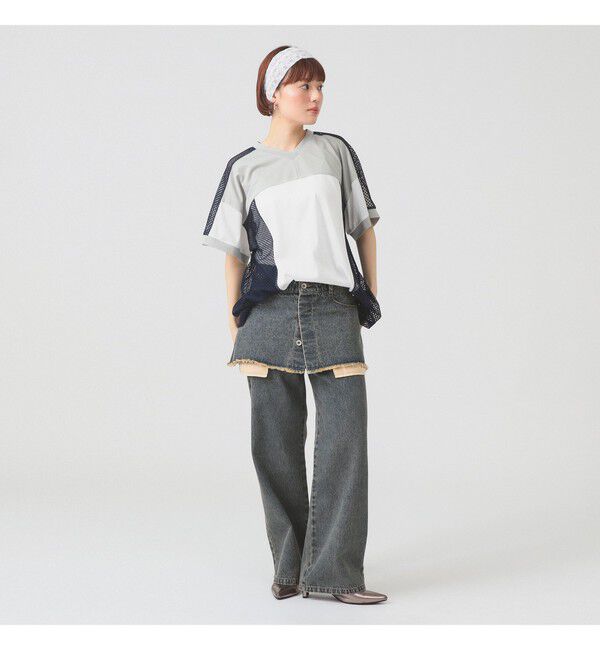 Ray BEAMS 「メッシュ キリカエ ビッグ Tシャツ」|Tシャツ・カットソー|