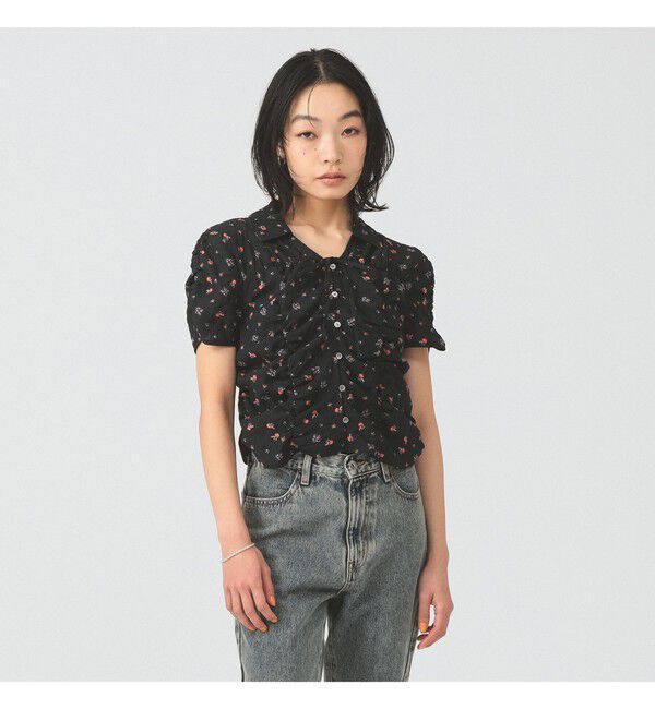 Ray BEAMS 「フラワー プリント シャーリング シャツ」|シャツ・ブラウス|BLACK
