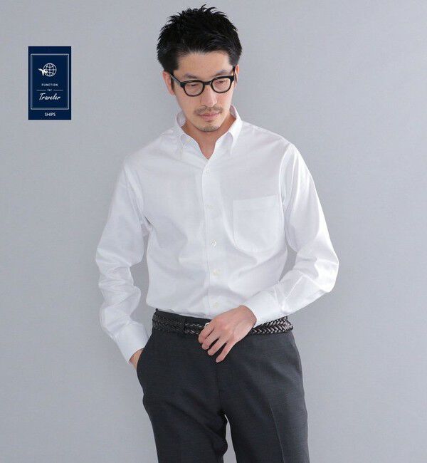 SHIPS「SHIPS: イージーアイロン 無地 イタリアンボタンダウン シャツ」|シャツ・ブラウス|ホワイト