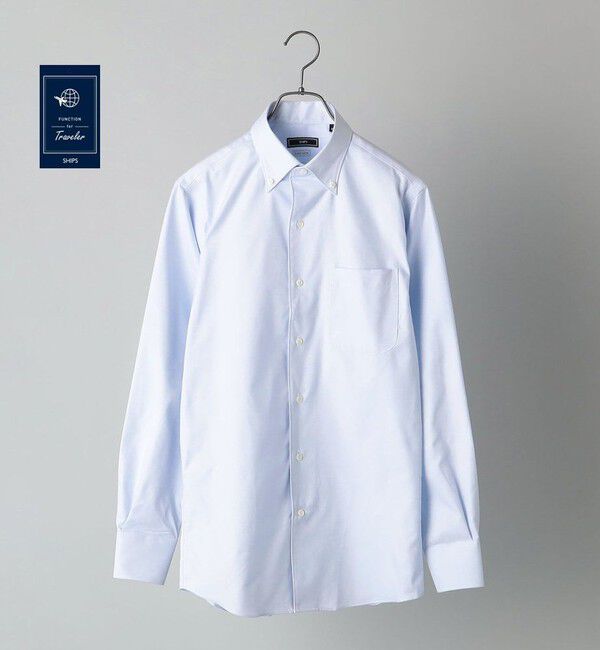 SHIPS「SHIPS: イージーアイロン 無地 イタリアンボタンダウン シャツ」|シャツ・ブラウス|スカイブルー