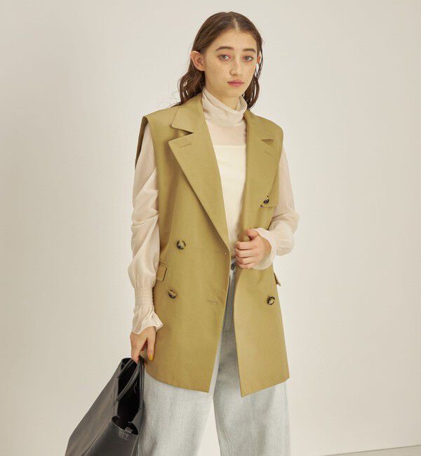 SHIPS for women「綿麻 カルゼ ダブルブレスト ジレ ◇」|ベスト・ジレ|