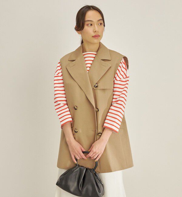 SHIPS for women「綿麻 カルゼ ダブルブレスト ジレ ◇」|ベスト・ジレ|