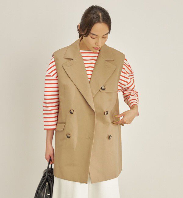 SHIPS for women「綿麻 カルゼ ダブルブレスト ジレ ◇」|ベスト・ジレ|