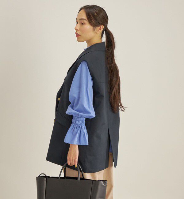 SHIPS for women「綿麻 カルゼ ダブルブレスト ジレ ◇」|ベスト・ジレ|