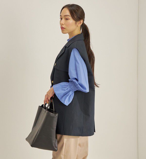 SHIPS for women「綿麻 カルゼ ダブルブレスト ジレ ◇」|ベスト・ジレ|