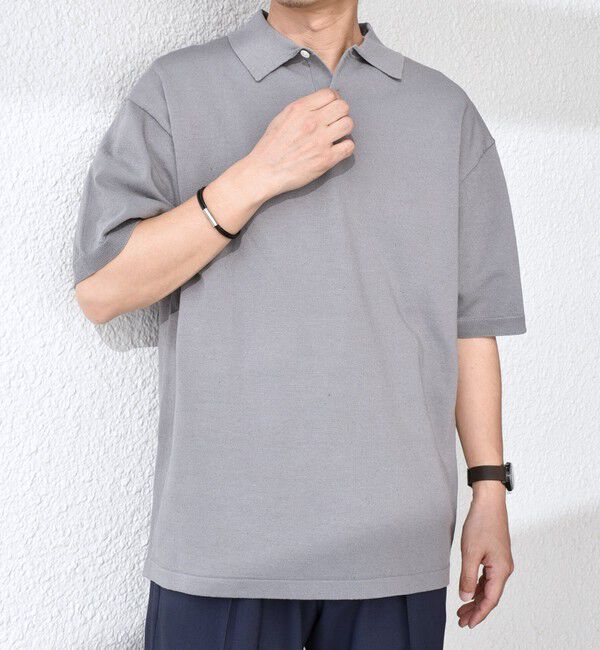 SHIPS any「SHIPS any:〈接触冷感〉ハイゲージ リネンミックス サマー ニット ポロシャツ 25SS◇」|ポロシャツ|グレー