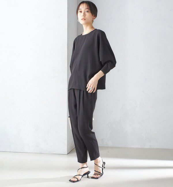 SHIPS for women「〈接触冷感 / 手洗い可能〉アセテート混 バックサテン テーパード パンツ」|その他|