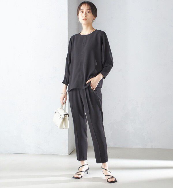 SHIPS for women「〈接触冷感 / 手洗い可能〉アセテート混 バックサテン テーパード パンツ」|その他|