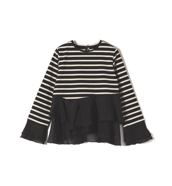 SHIPS for women「【WEB限定】〈手洗い可能〉ボーダー フリル ティアード プルオーバー」|Tシャツ・カットソー|