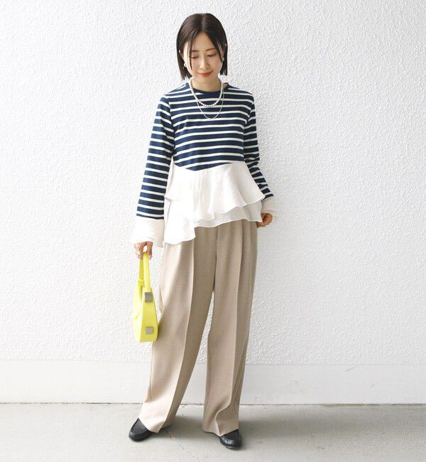 SHIPS for women「【WEB限定】〈手洗い可能〉ボーダー フリル ティアード プルオーバー」|Tシャツ・カットソー|