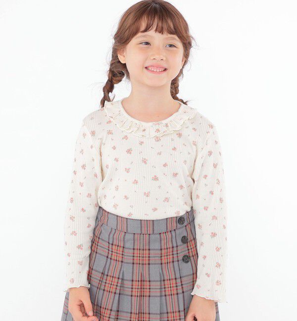 SHIPS KIDS「SHIPS KIDS:100～130cm / フラワー テキスタイル 長袖 TEE」|Tシャツ・カットソー|