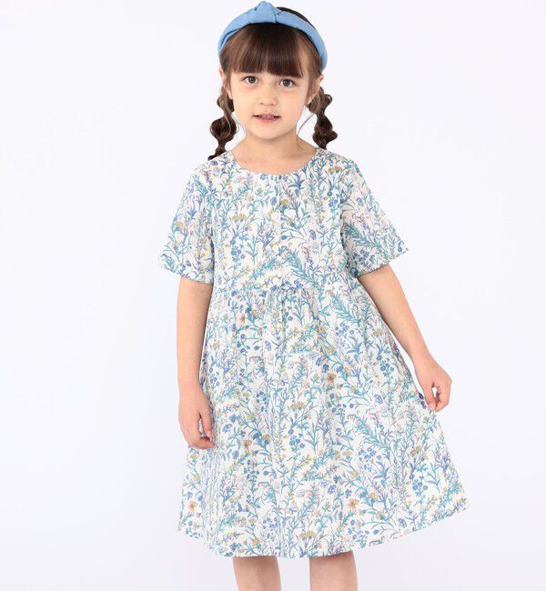 SHIPS KIDS「SHIPS KIDS:100～130cm / リバティ 半袖 ワンピース」|ワンピース|ライトブルー