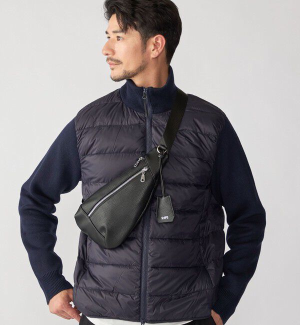 SHIPS「【WEB限定】SHIPS: 合成皮革 ティアーズルック ワンショルダー バッグ」|ショルダー・メッセンジャー|ブラック