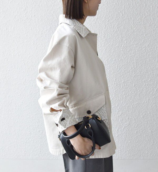 SHIPS any「SHIPS any:〈洗濯機可能〉コットン レース 切替 ミリタリー ジャケット ブルゾン」|ブルゾン・スタジャン|