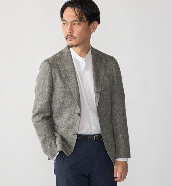 SHIPS「SHIPS: ウォッシュド リネン バンドカラー ソリッド シャツ」|シャツ・ブラウス|