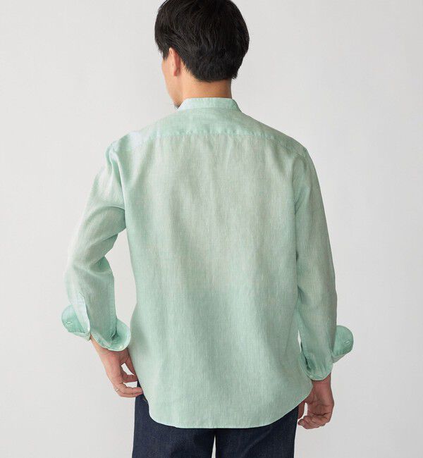 SHIPS「SHIPS: ウォッシュド リネン バンドカラー ソリッド シャツ」|シャツ・ブラウス|