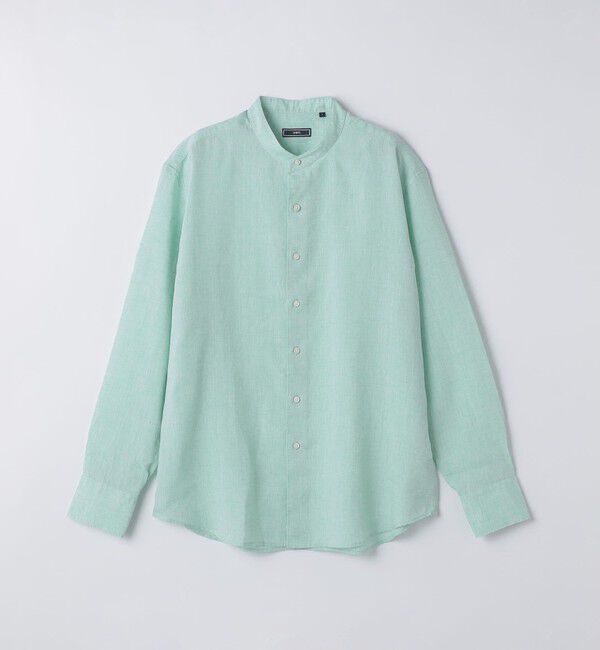 SHIPS「SHIPS: ウォッシュド リネン バンドカラー ソリッド シャツ」|シャツ・ブラウス|