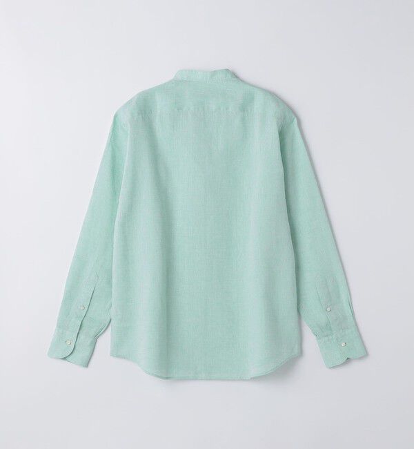 SHIPS「SHIPS: ウォッシュド リネン バンドカラー ソリッド シャツ」|シャツ・ブラウス|