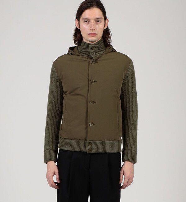 TOMORROWLAND BUYING WEAR「HERNO ナイロンコンビ フーデッド ニットブルゾン」|ブルゾン・スタジャン|