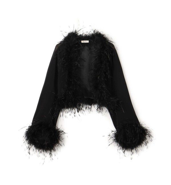 DES PRES「クレープ デシン ファーボレロ」|シャツ・ブラウス|19 ブラック