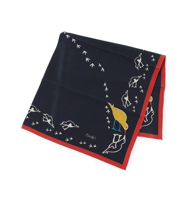 TOMORROWLAND GOODS「Drake&rsquo;ｓ OYSTER CATCHER PRINT BANDANA シルクプリントスカーフ」|その他|66 ネイビー系