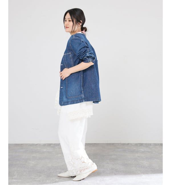 IENA「ノーカラーデニムカバーオール」|デニムジャケット|